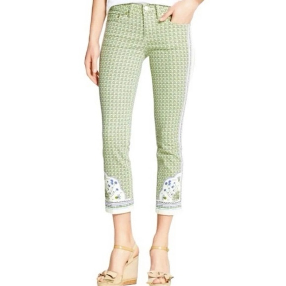 Tory Burch Mia Floral Spring Botanical Wallpaper Skinny Ankle Capri Jeans 27